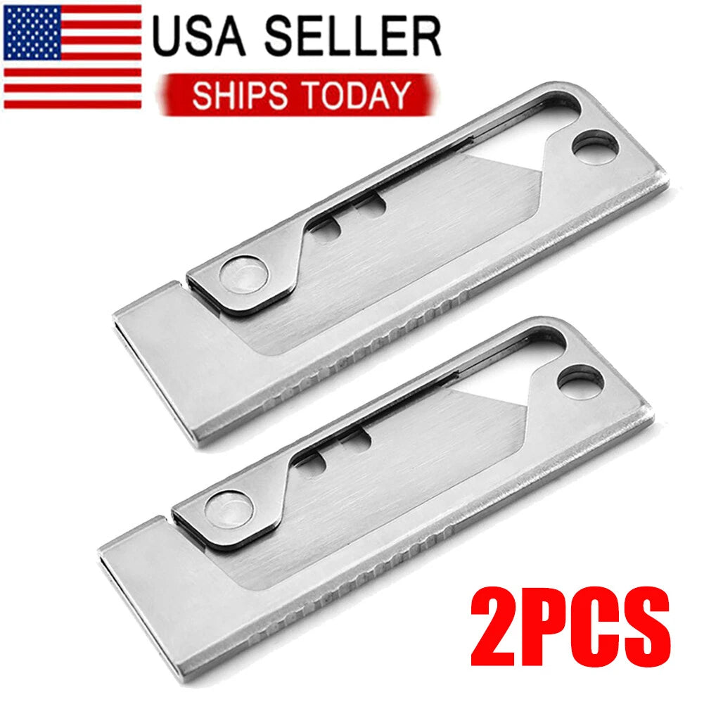 2X Stainless Steel EDC Folding Utility Knife for Outdoor Use