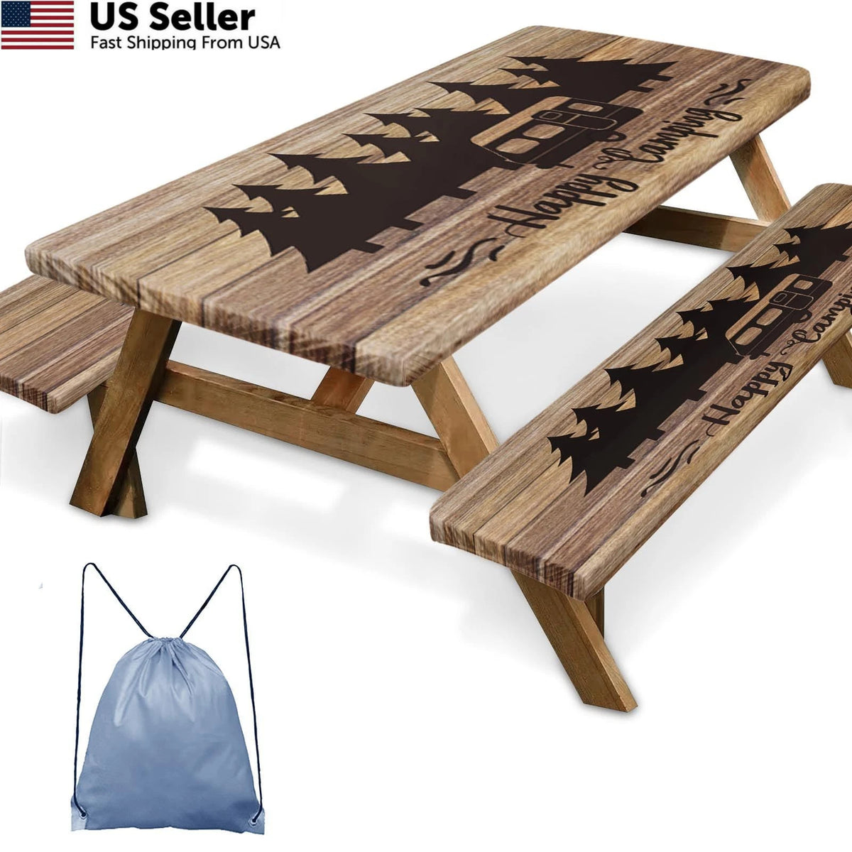 Picnic Table Cover with Bench Covers for 72in Tables (Brown)