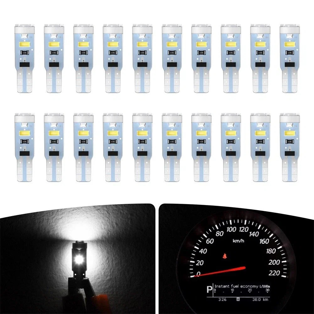 20x 74 T5 37 18 Bright White 5-SMD LED Bulb for Sun Visor Vanity Mirror Lights