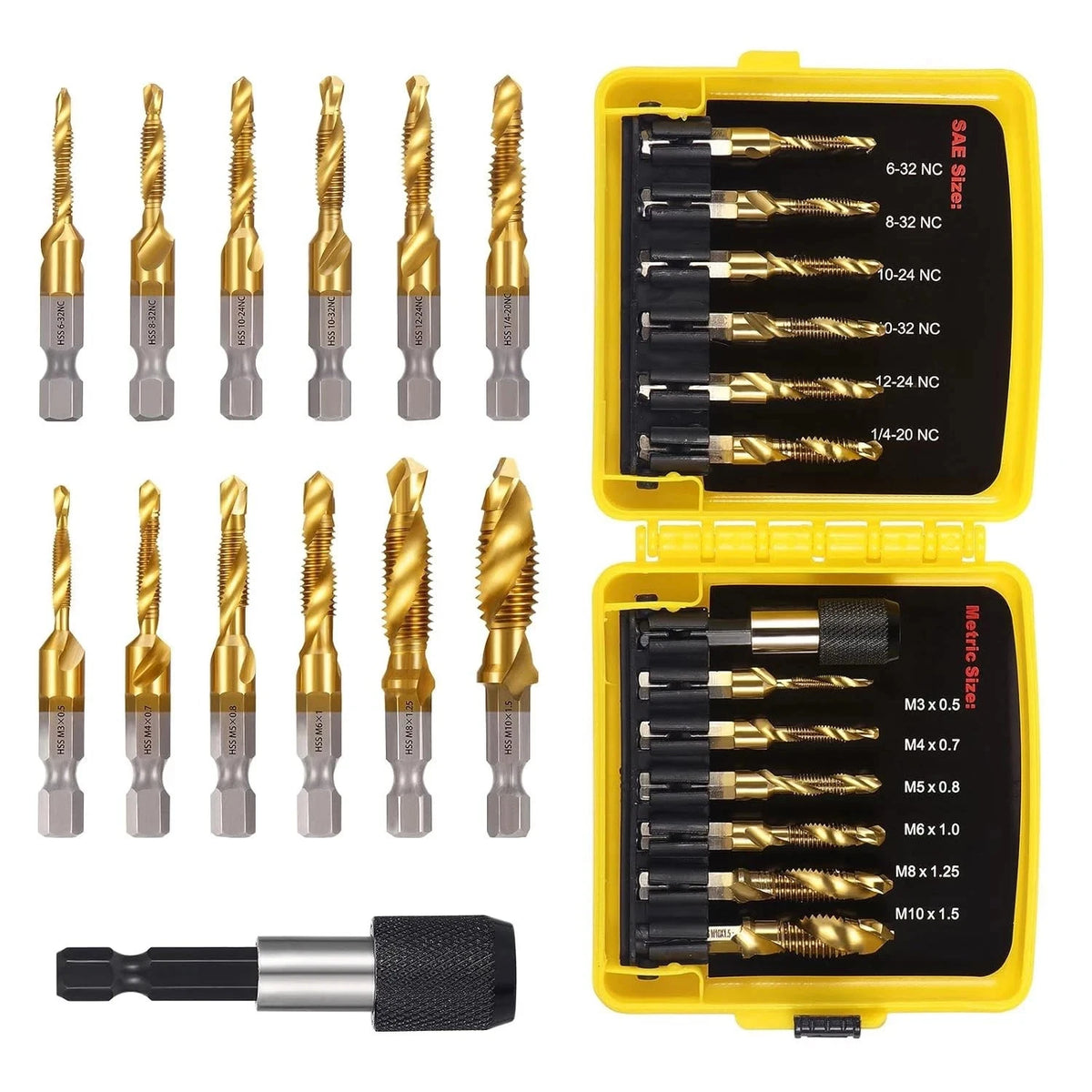 13PCS Titanium Drill Tap Set for HSS SAE & Metric (No Specific Years)