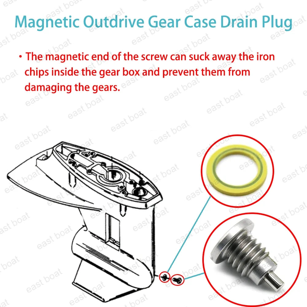 Magnetic Outdrive Gear Case Drain Plug for Mercruiser Brave 1 2 3 (22-8M0058389)