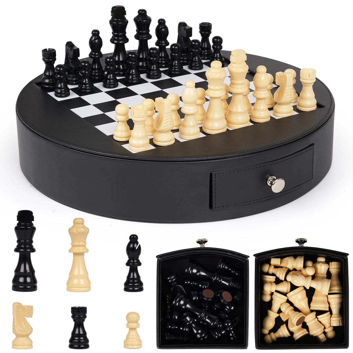 13-Inch Leather Chess Set for 13-Inch Board (No Specific Years)