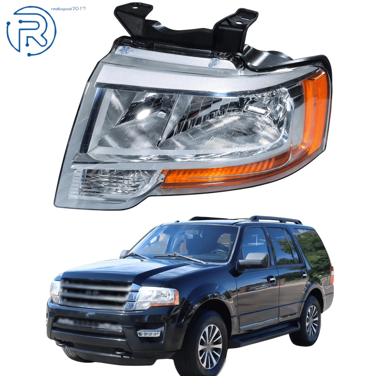 Headlight for Ford Expedition (2015–2017) Chrome Halogen Left Driver