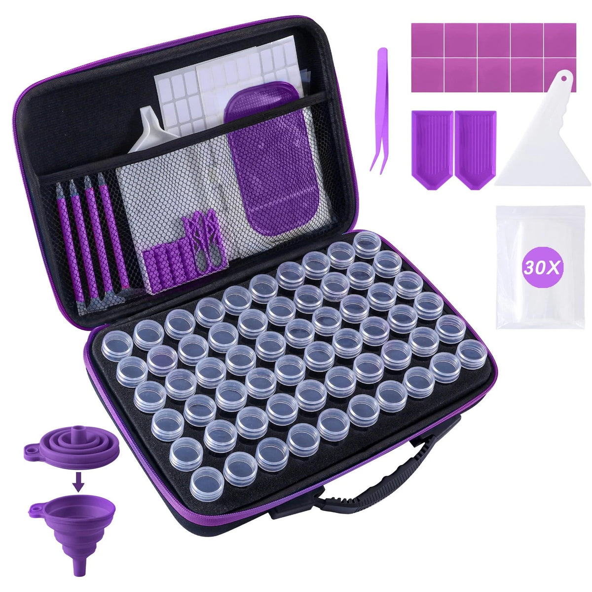 Diamond Art Storage Containers for Painting (60 Slots, Purple)