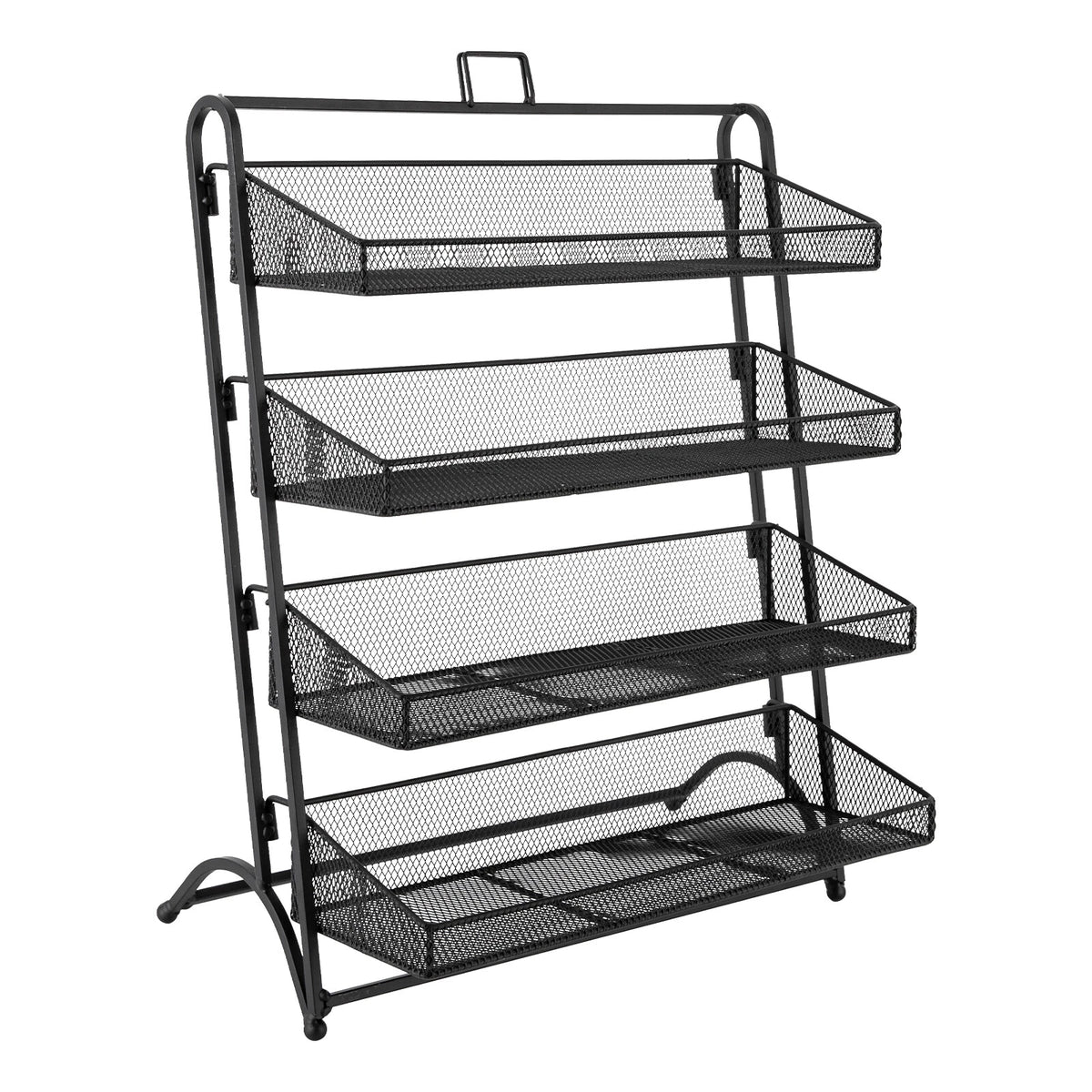 Set of 4 Tiers Display Rack Stand for Retail Snacks Food Organizer Black