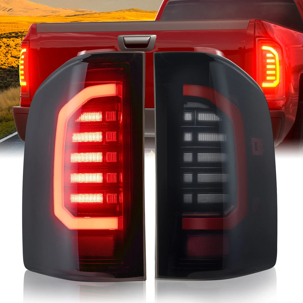 Pair of Smoked LED Tail Lights for Chevy Silverado 1500 2500 (2007–2013)