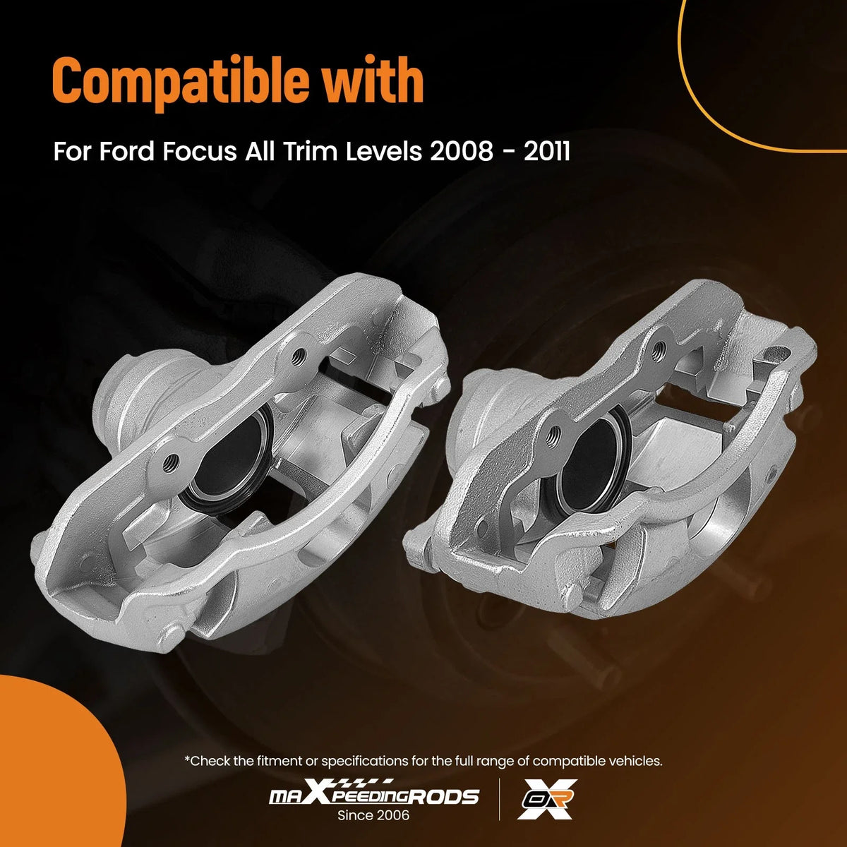 Set of 2 Front Brake Calipers with Bracket for Ford Focus (2008–2011)