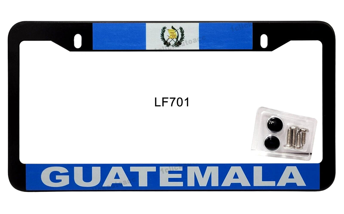 Black Heavy Duty Metal License Plate Frame for Guatemala Flag