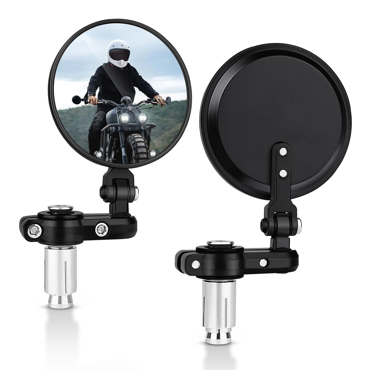 Set of 2 MICTUNING 3" Round Motorcycle Mirrors for Universal Fit (7/8")