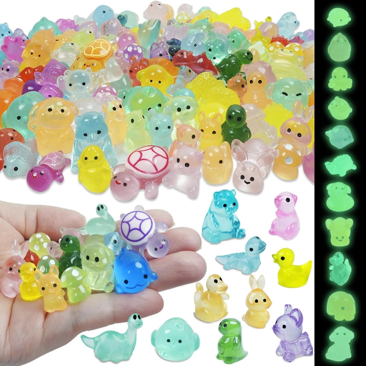 180 Pcs Mini Resin Animals Kit - Luminous Tiny