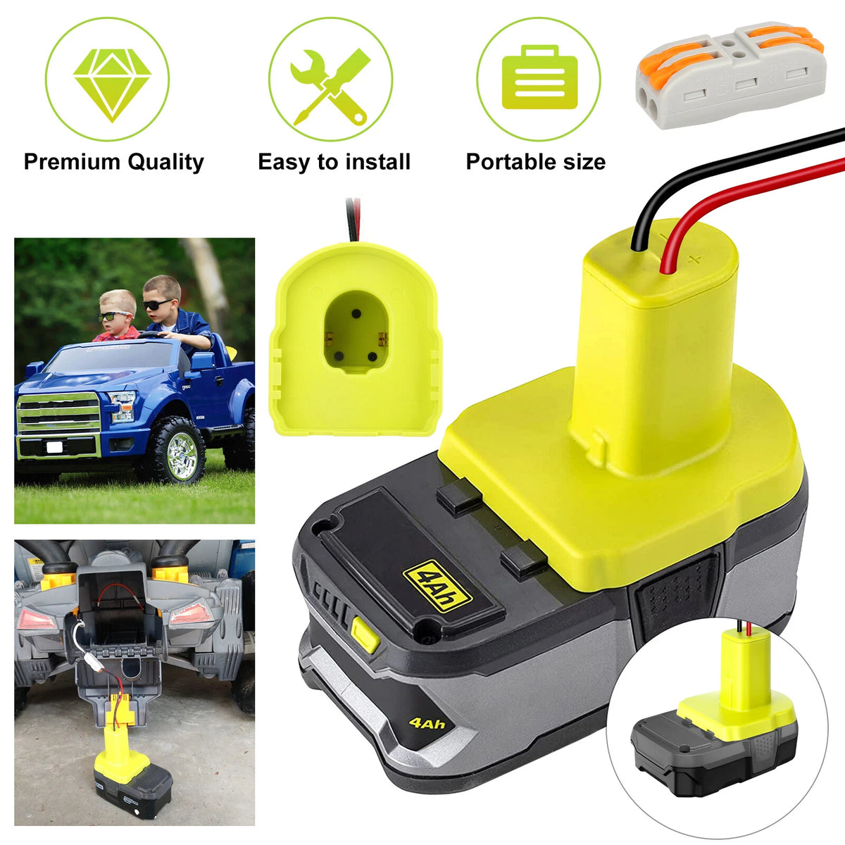 Battery Adapter Power Wheel Connector for Ryobi One+ 18V