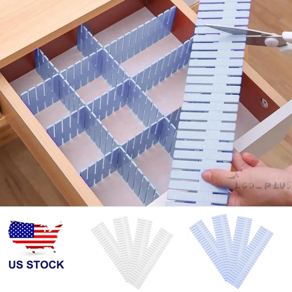 Set of 4 Adjustable Plastic Drawer Organizer Dividers - 2 Colors