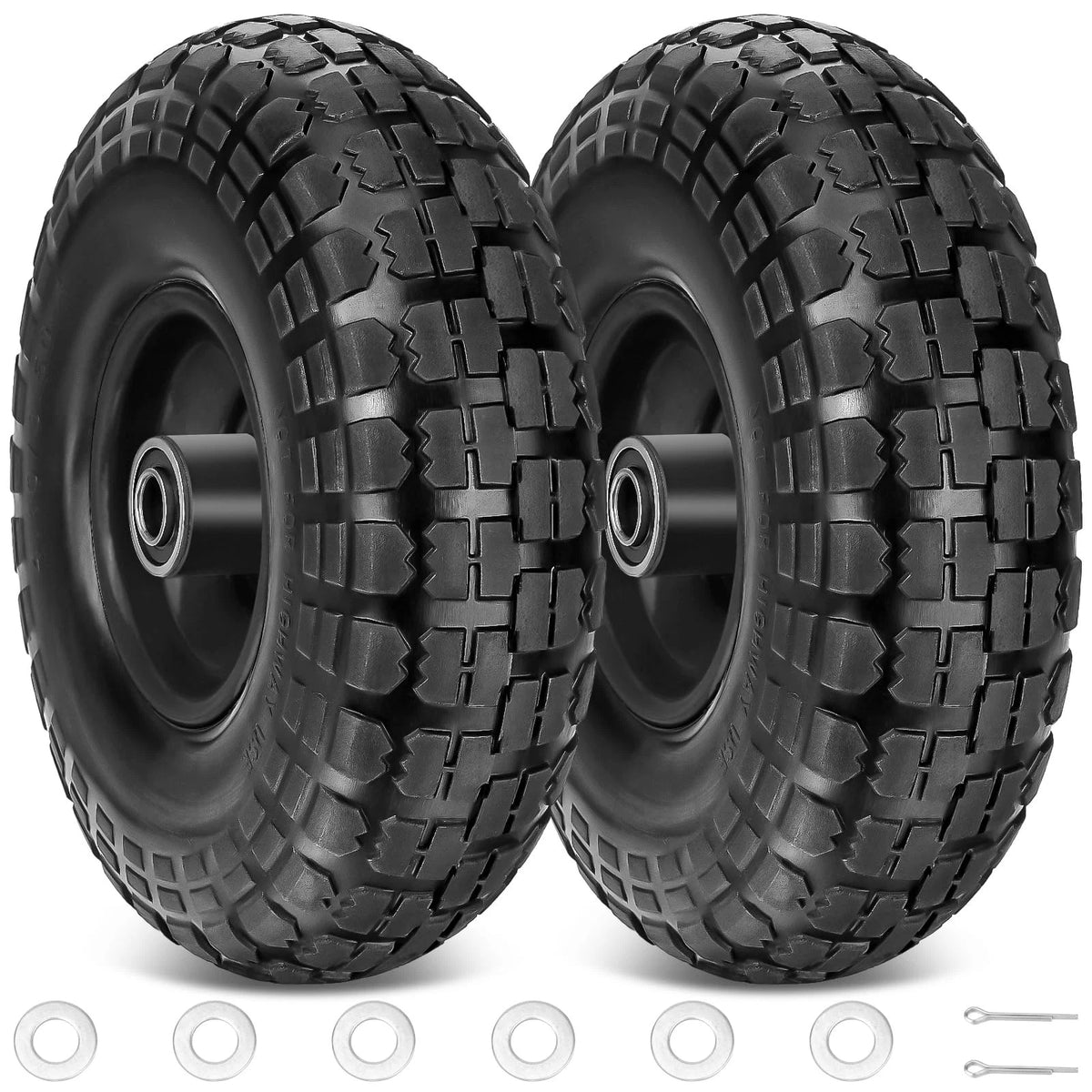 2X 13" Flat Free Solid Tires for TICONN 4.00-6 Tire and Wheel