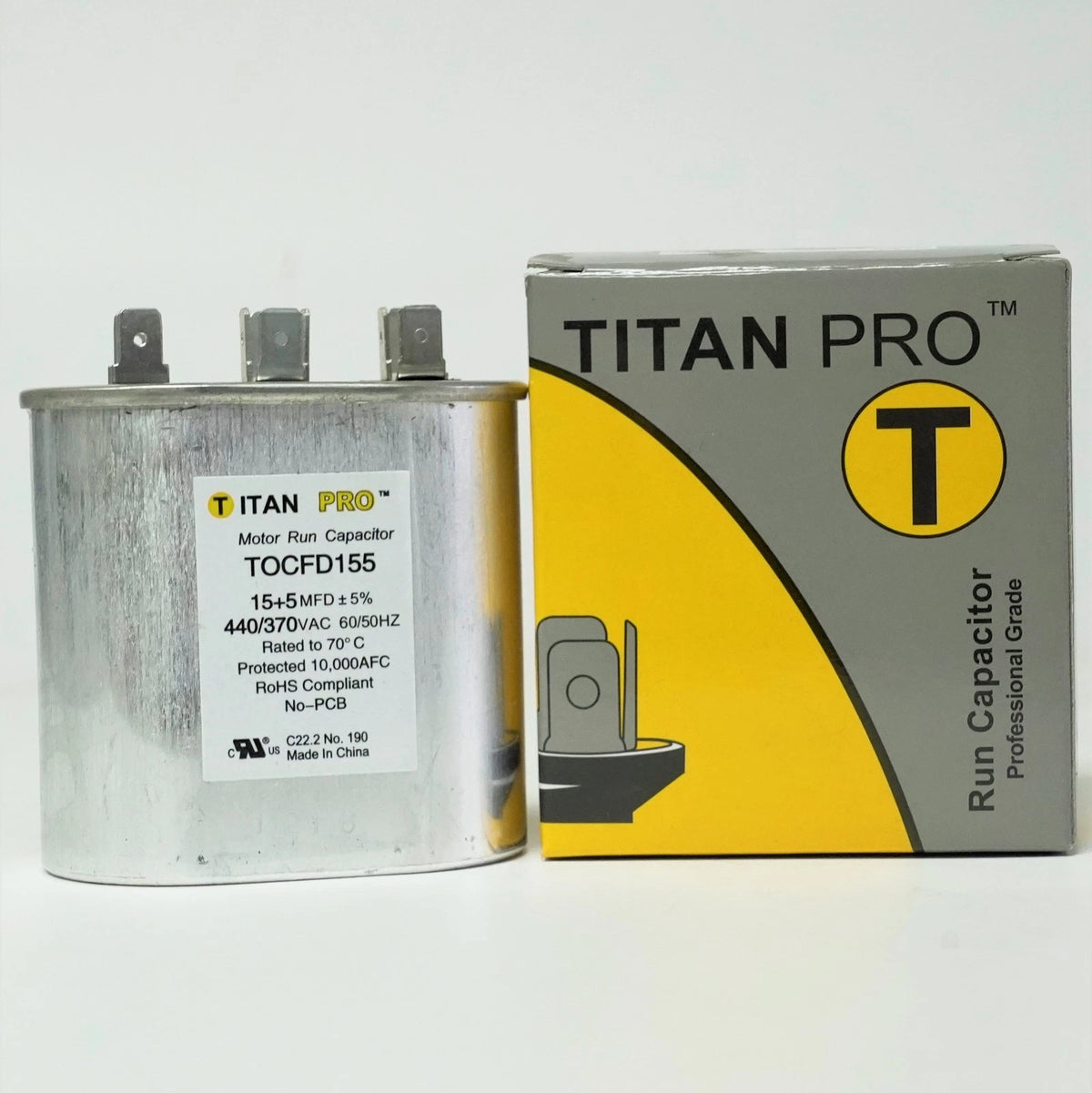 Dual Capacitor for HVAC Oval Motor (15/5 MFD/UF, 440/370 Volts)