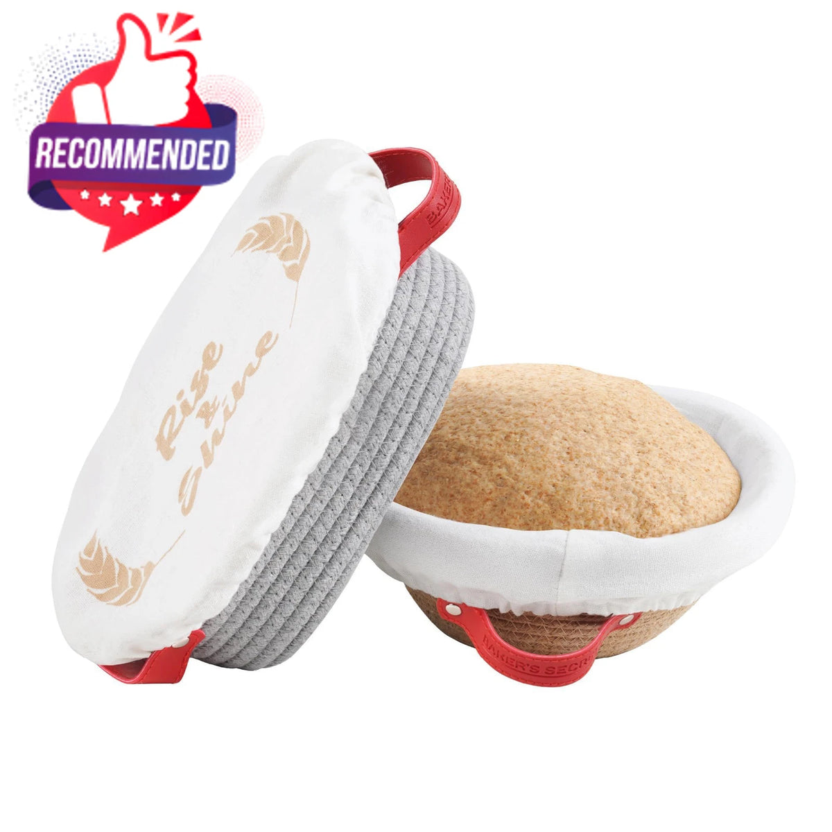 Set of 2 Cotton Rope Banneton Bread Proofing Baskets - Oval & Round