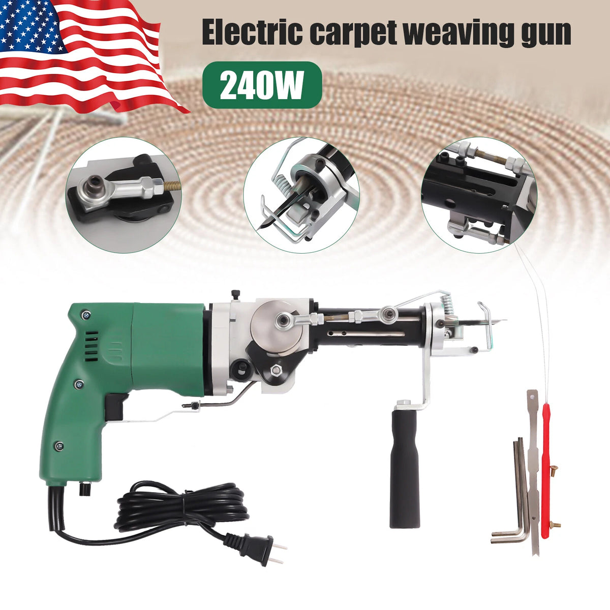 240w Electric Carpet Hand Tuft Gun for Cut Pile/Loop Pile Weaving