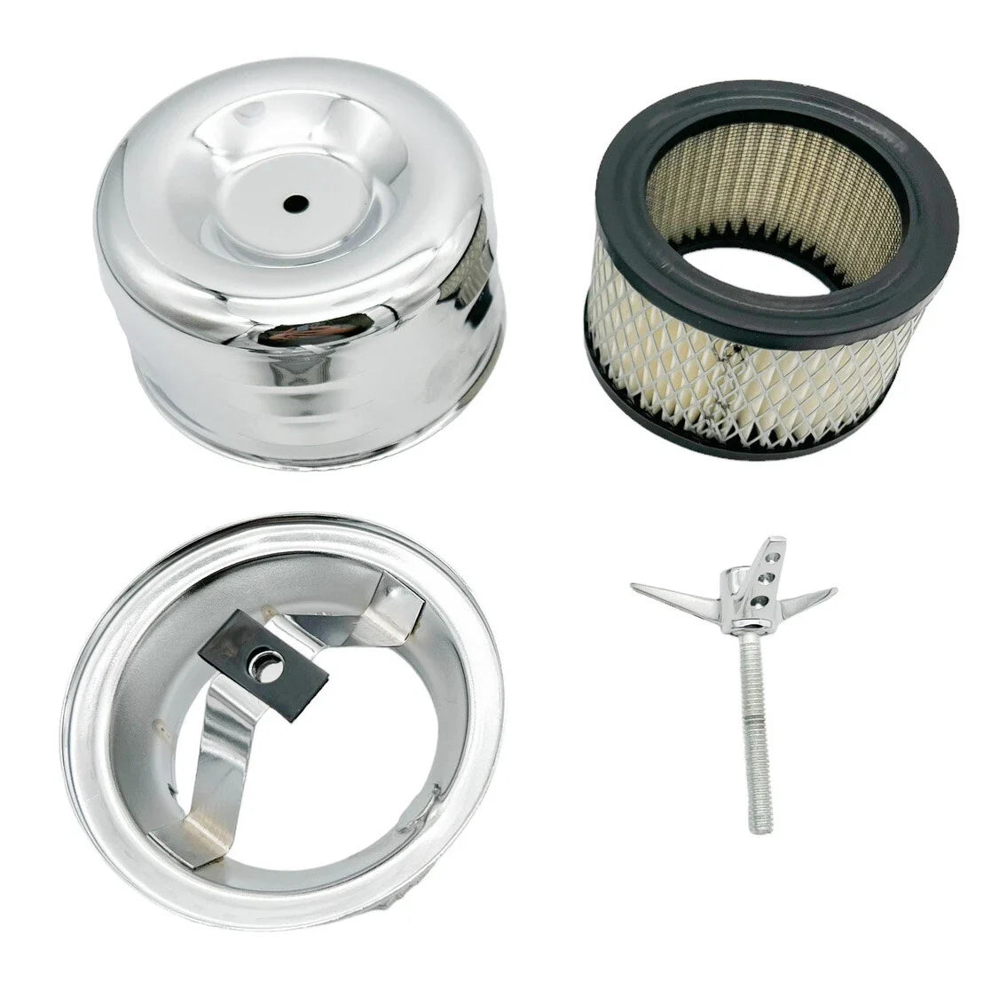 Air Cleaner Intake Chrome 2 Barrel Louvered Set for Universal (1950–1970)