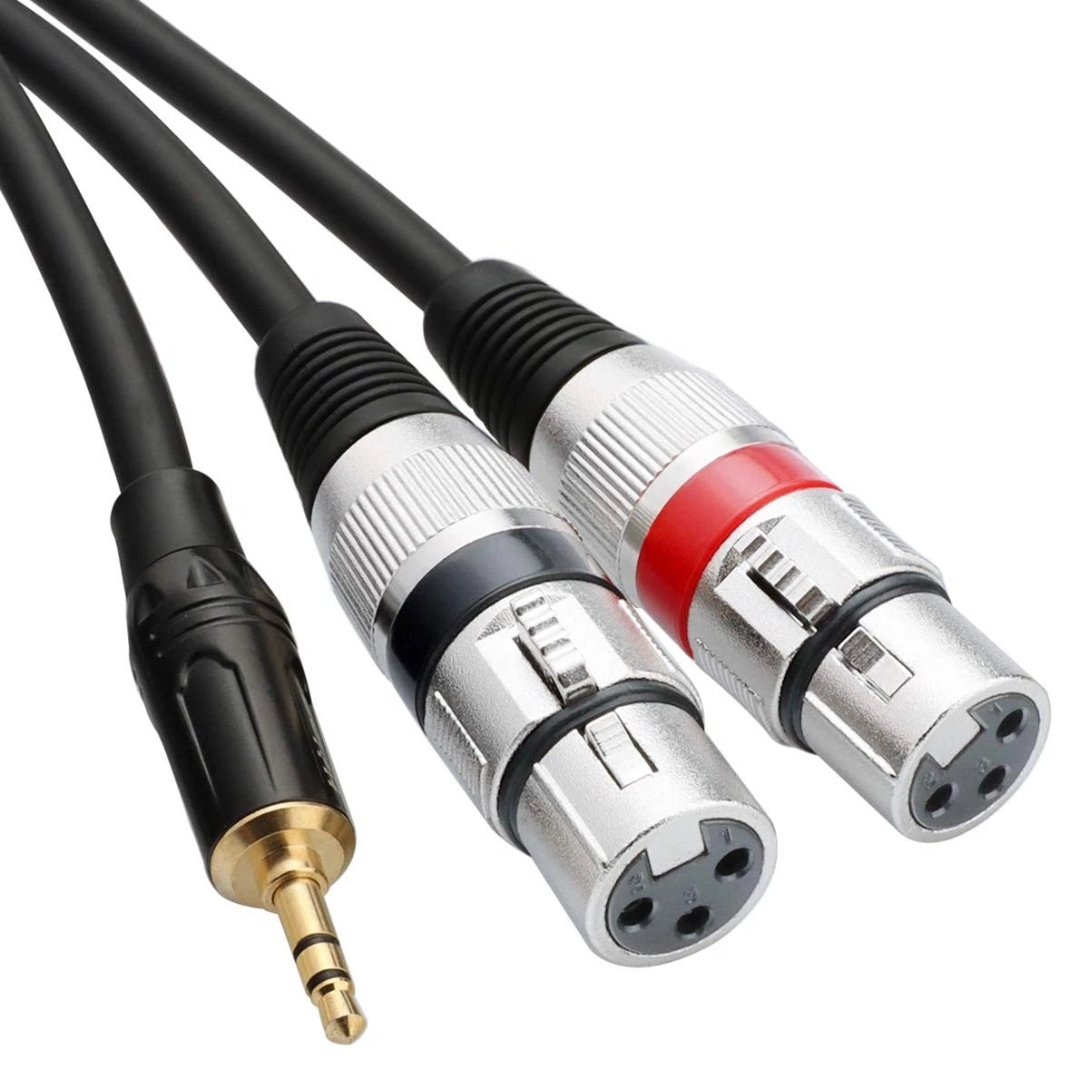 2X Dual XLR to 3.5mm Stereo Mic Cable for Universal Use (3.3 Feet)