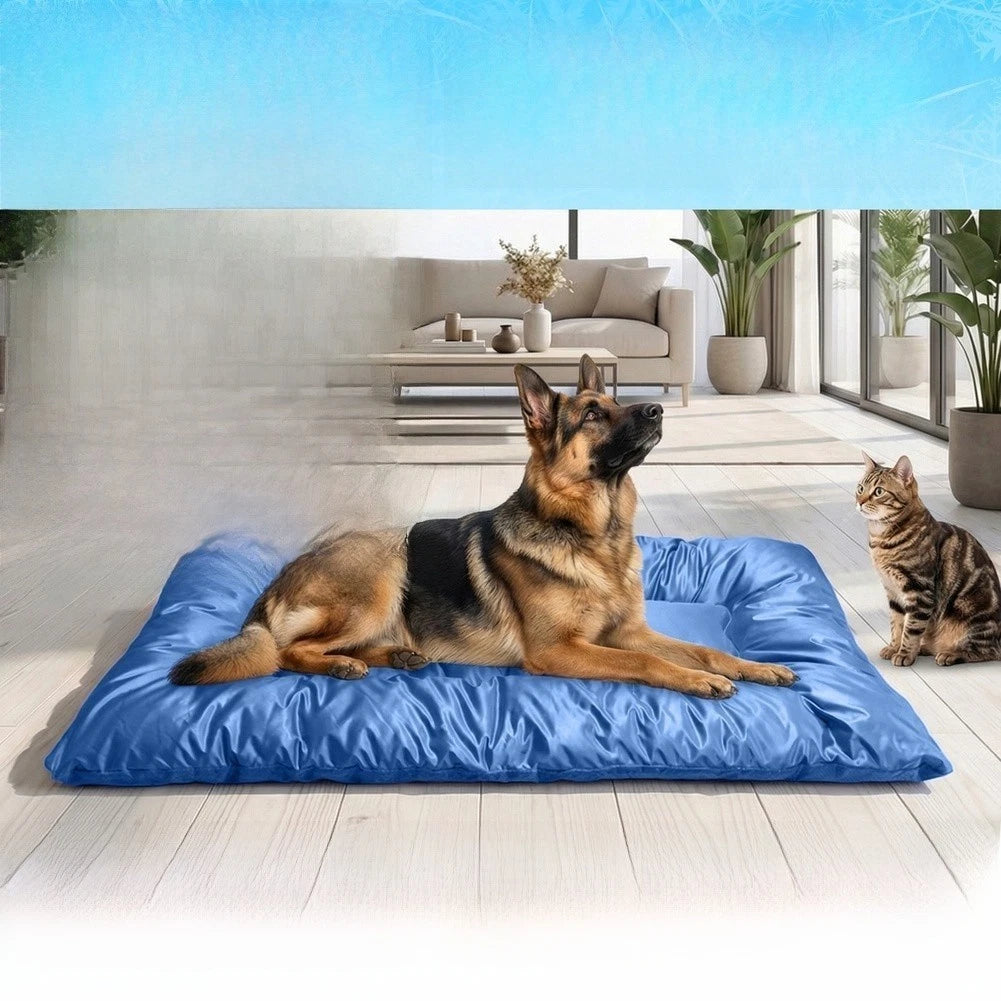 Large Pet Cooling Mat for Dogs (60 x 120 cm) - Breathable Blue Polyester