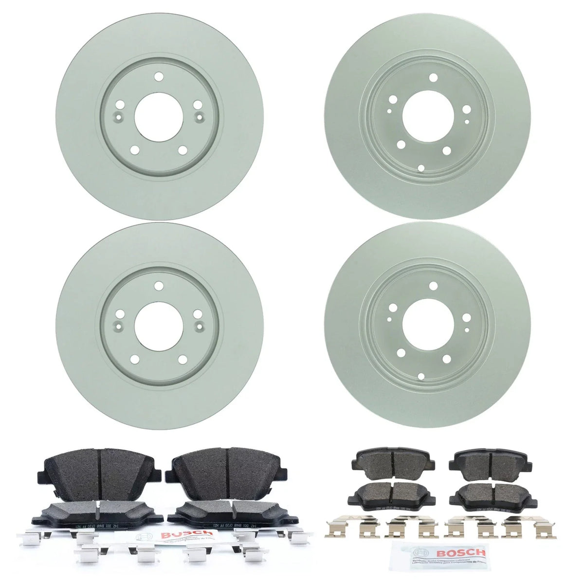 Set of 4 Bosch Quietcast Rotors & Blue Ceramic Brake Pads for Sonata