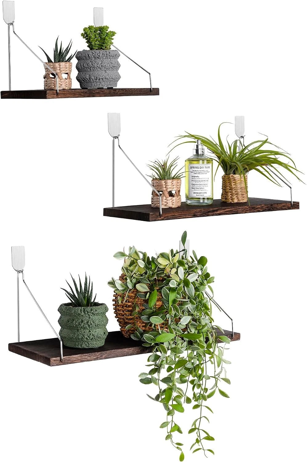 Floating Shelves Set of 3 for Rustic Home Decor (No Part Numbers)