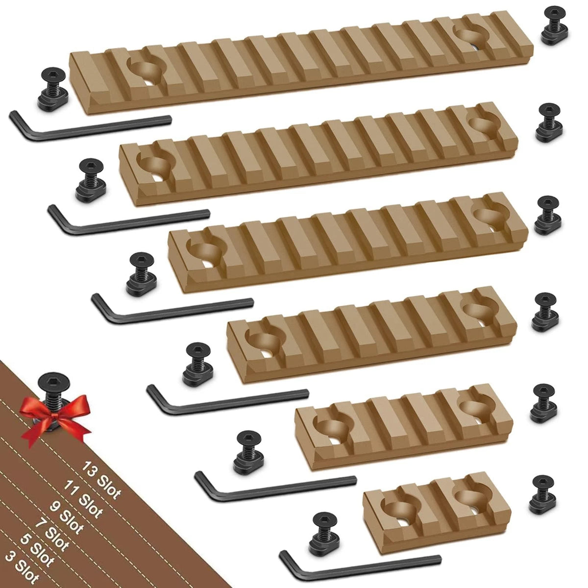 Set of 5 Picatinny Aluminum Accessory Rails for Various Applications