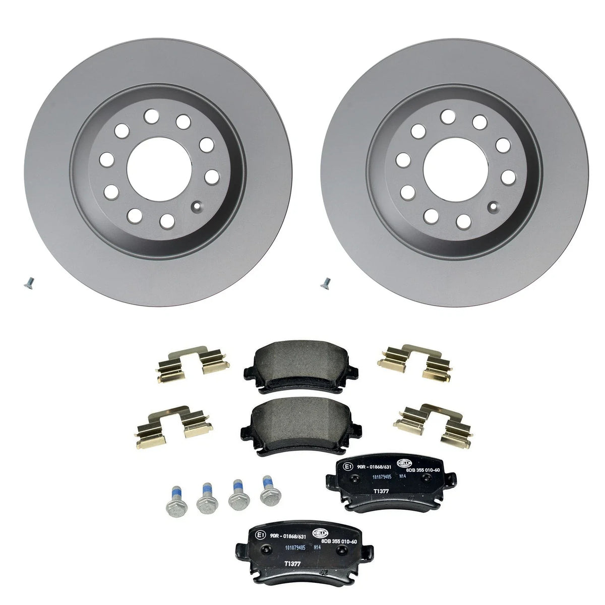 Hella Rear Rotors Low-Met Disc Brake Pad Kit for Audi A6 Quattro