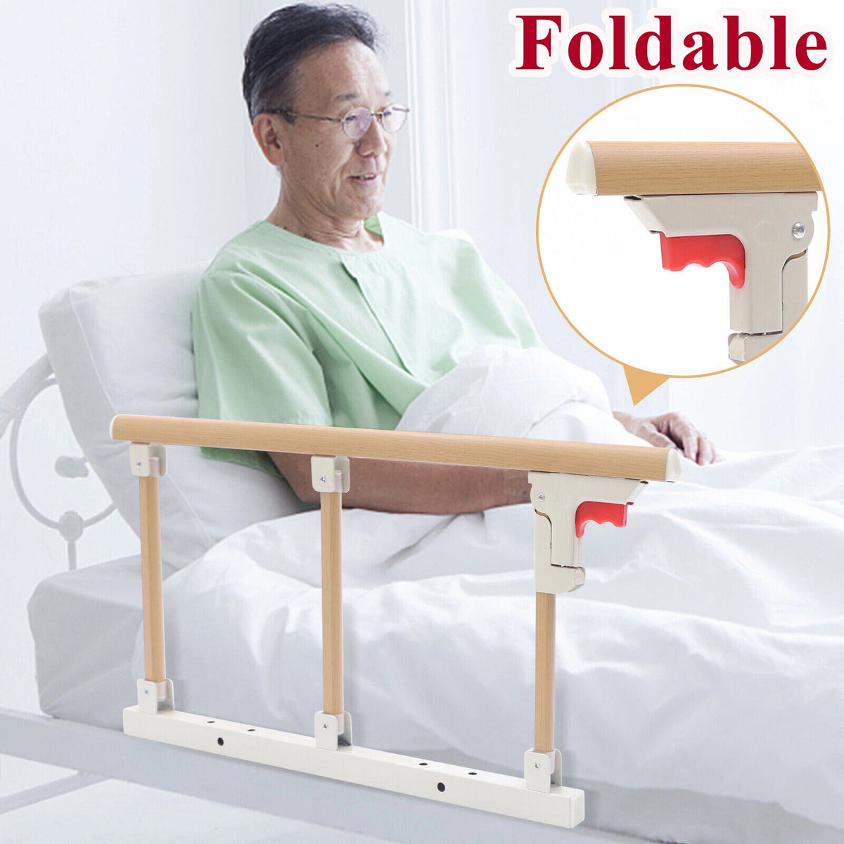 Foldable Bed Rails for Elderly Adults - Safety Handrail Assist