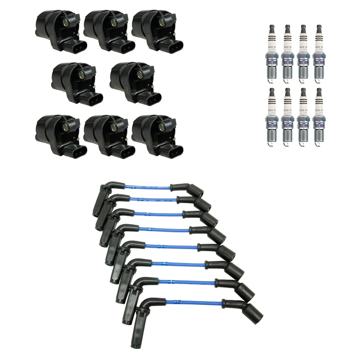 Set of 8 Ignition Coil Wires & Ruthenium HX Spark Plugs for Silverado 1500 (2014–2019)