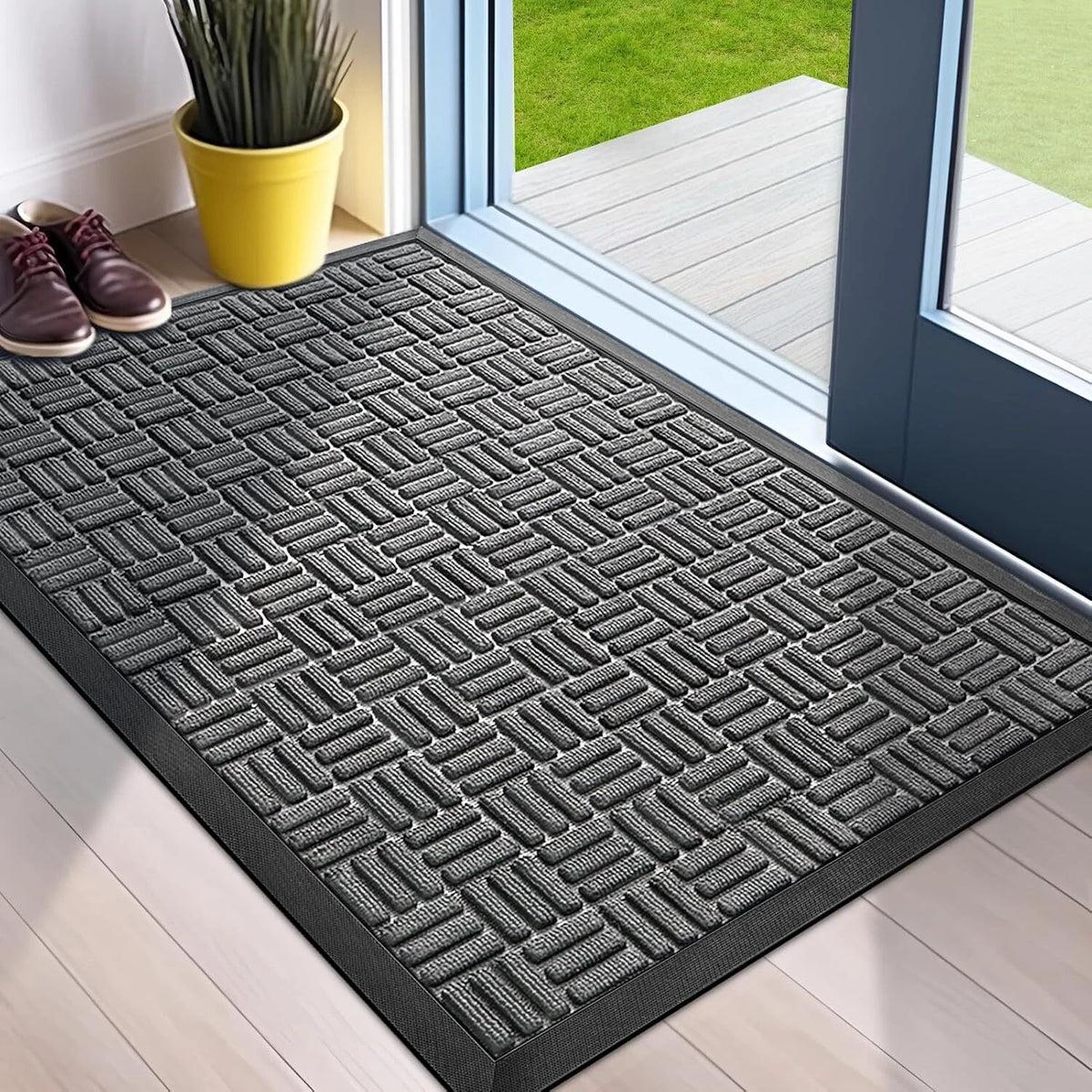 Front Door Mat for Outdoor Indoor Use - Waterproof Dirt Trapper 29.5"x17"