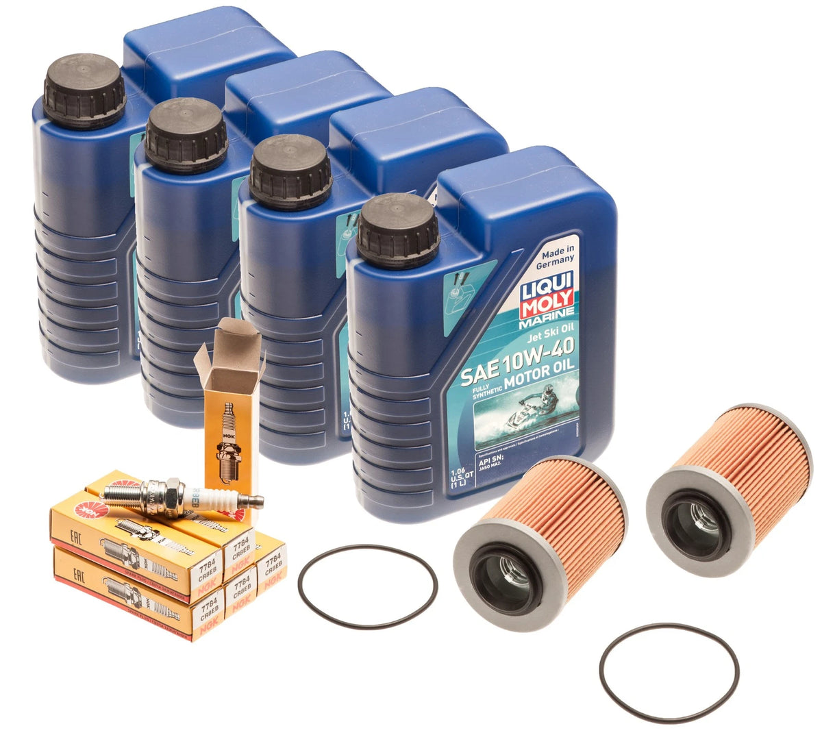 2 Pack Oil Change Service Kit w/ Filter & NGK Plugs for SeaDoo Spark (All Models) 112-22-846-K