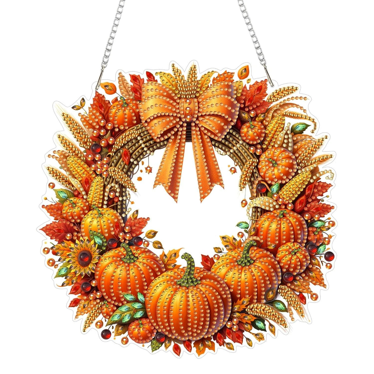 Acrylic Diamond Art Kit for Pumpkin Wreath Hanging (DIY)