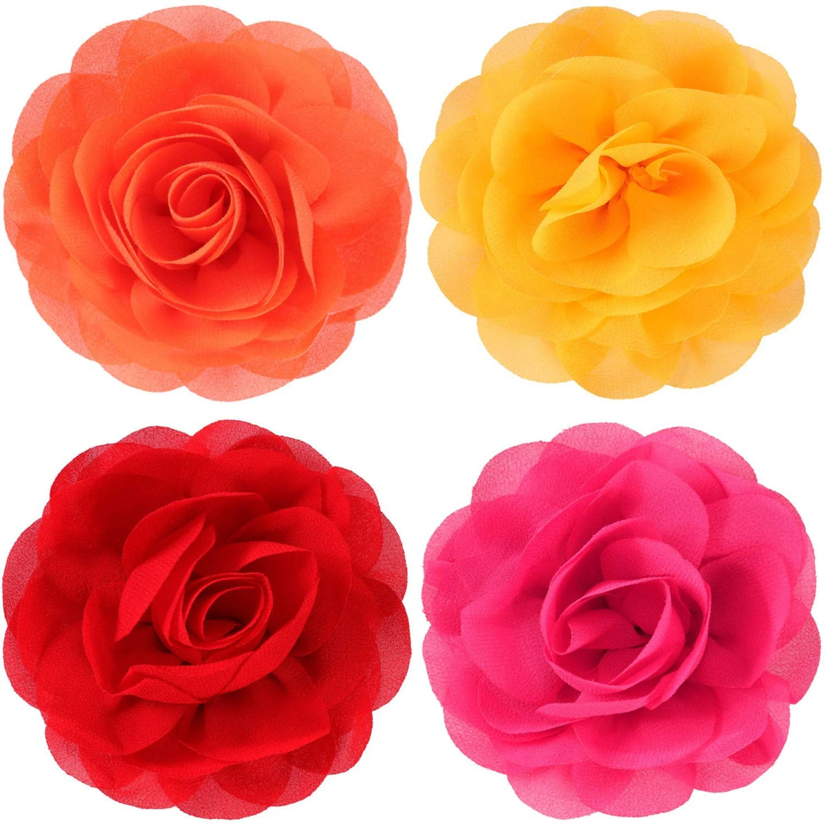 Set of 4 Multicolored Flower Bow Collars for Dogs