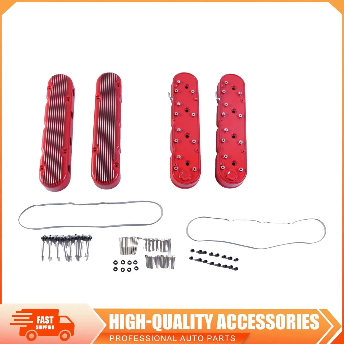Set of 2 Gloss Red Valve Covers for LS Chevy LS1 LS2 LS3 LSX (241-184)