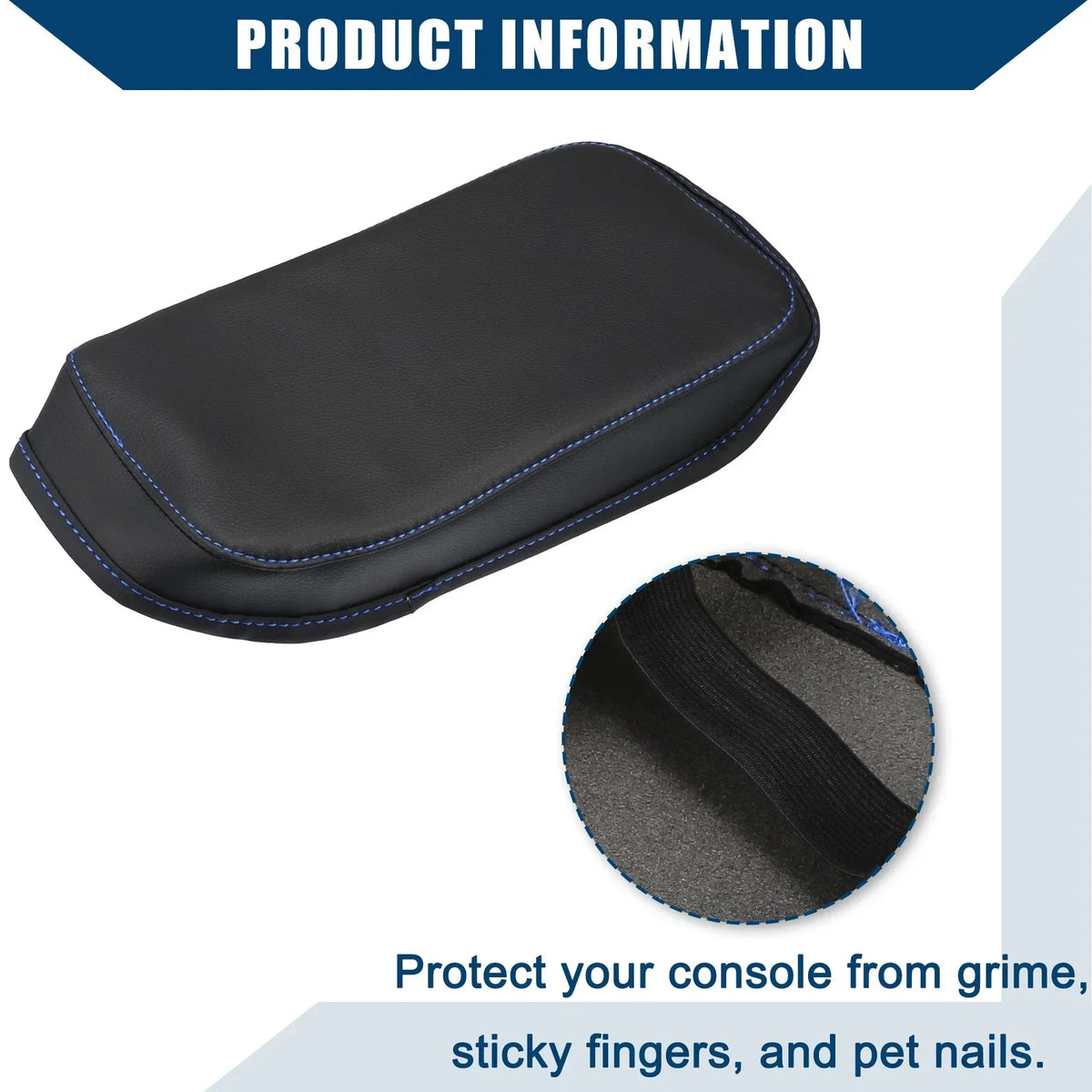 Durable Faux Leather Center Console Armrest Cover for Hyundai Kona (2018-2023)