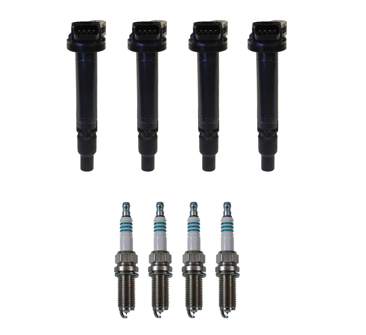Set of 4 Ignition Coils & 4 Iridium Spark Plugs for 2.5 2.7 L4 (Denso)