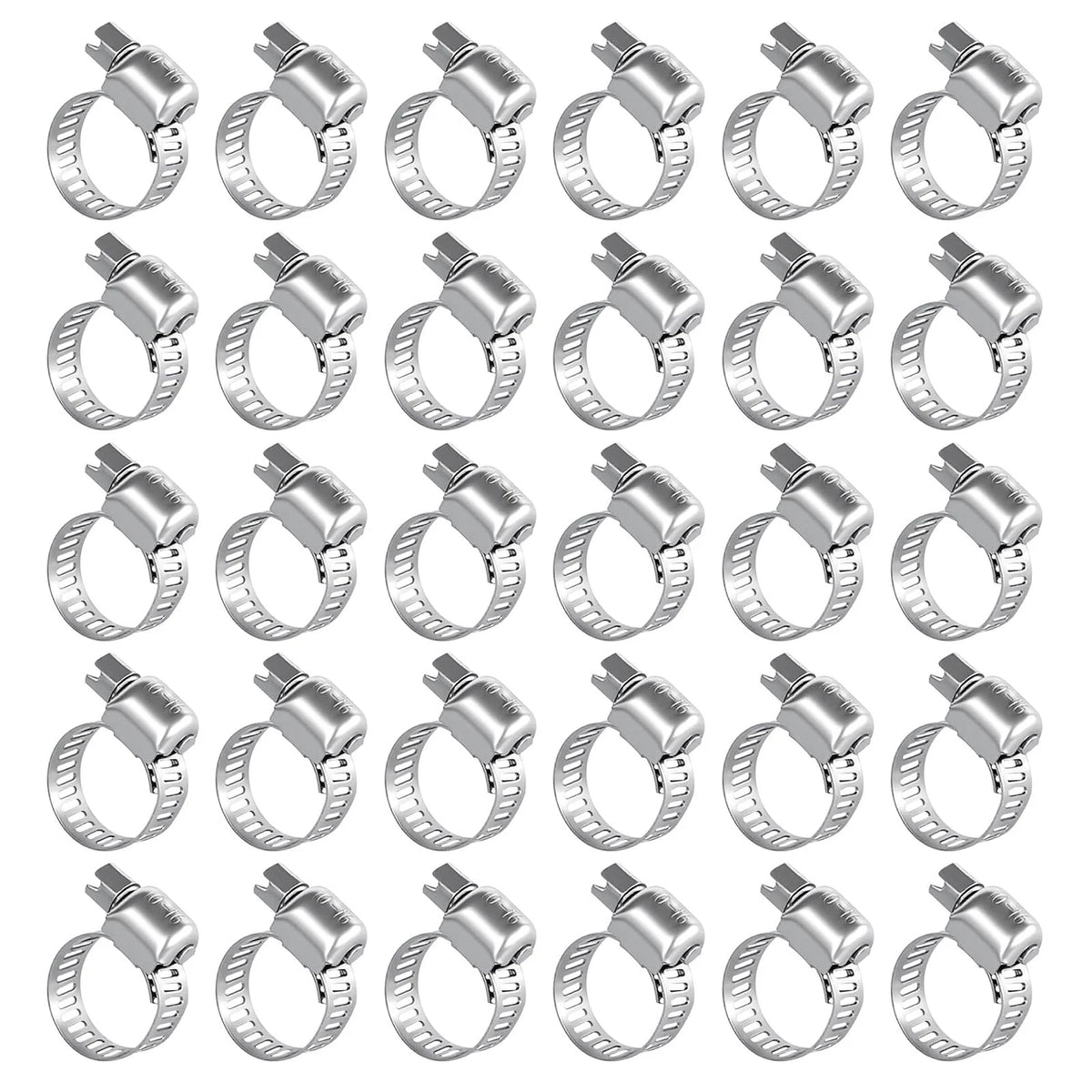 30PCS Stainless Steel Hose Clamp Assortment Kit 10-16mm