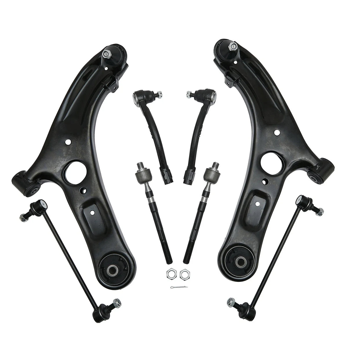 Set of 2 Front Lower Control Arms & Tie Rod Ends for Hyundai Elantra (2013–2016) / Veloster (2012–2017)
