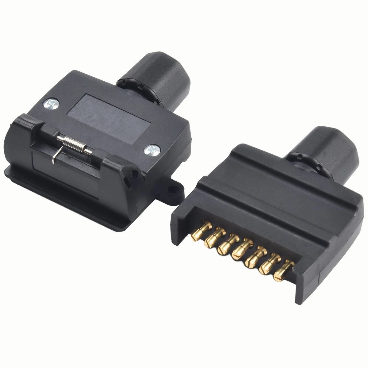 Set of 2 7 Pin Flat Trailer Plug/Caravan Boat Adaptor Connector