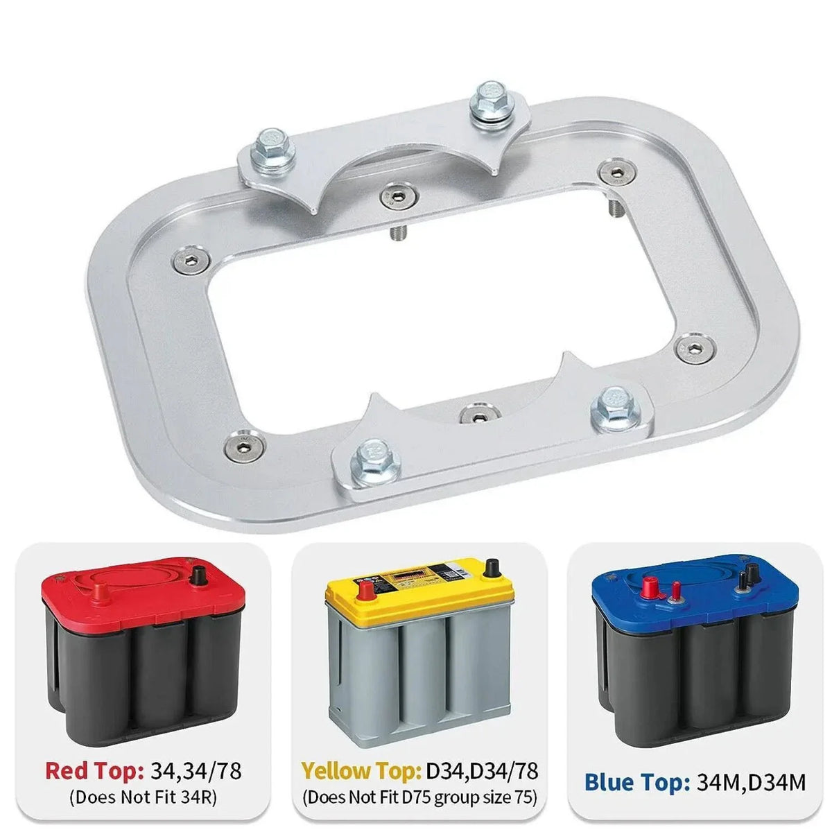 Aluminum Battery Bracket Relocation Hold Down Tray Kit for Optima 34/78