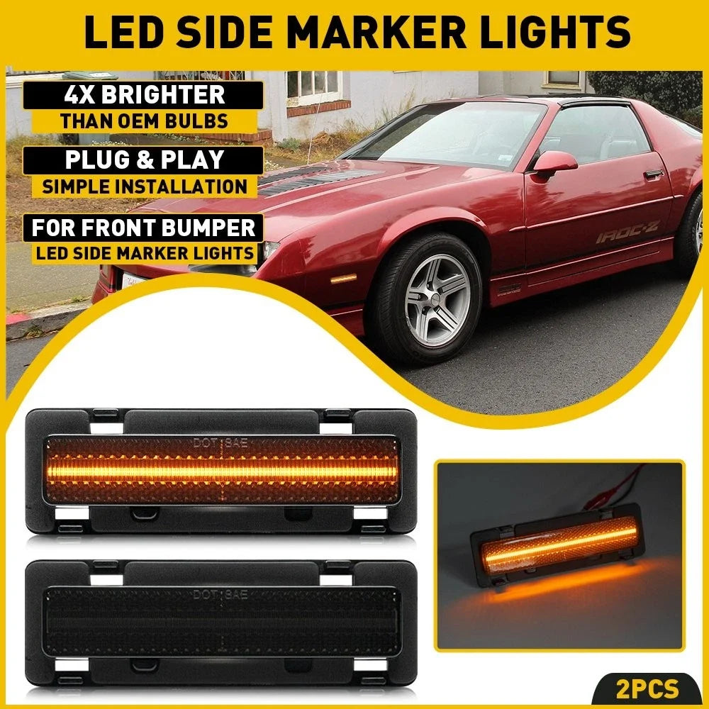 Set of 2 Front LED Side Marker Lights for Camaro/Firebird (1982–1992)