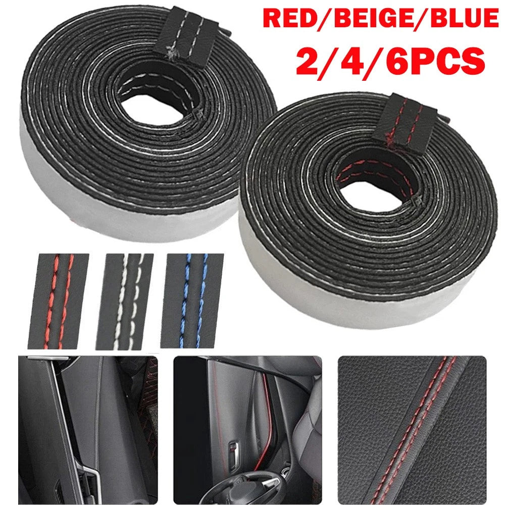 2X PU Leather Dashboard Trim Strip for Car Decor