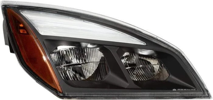 Black Reflective LED Headlamp for Cascadia (2018–Present) AGO01-110048BK RH, A6601405002, A6601405003