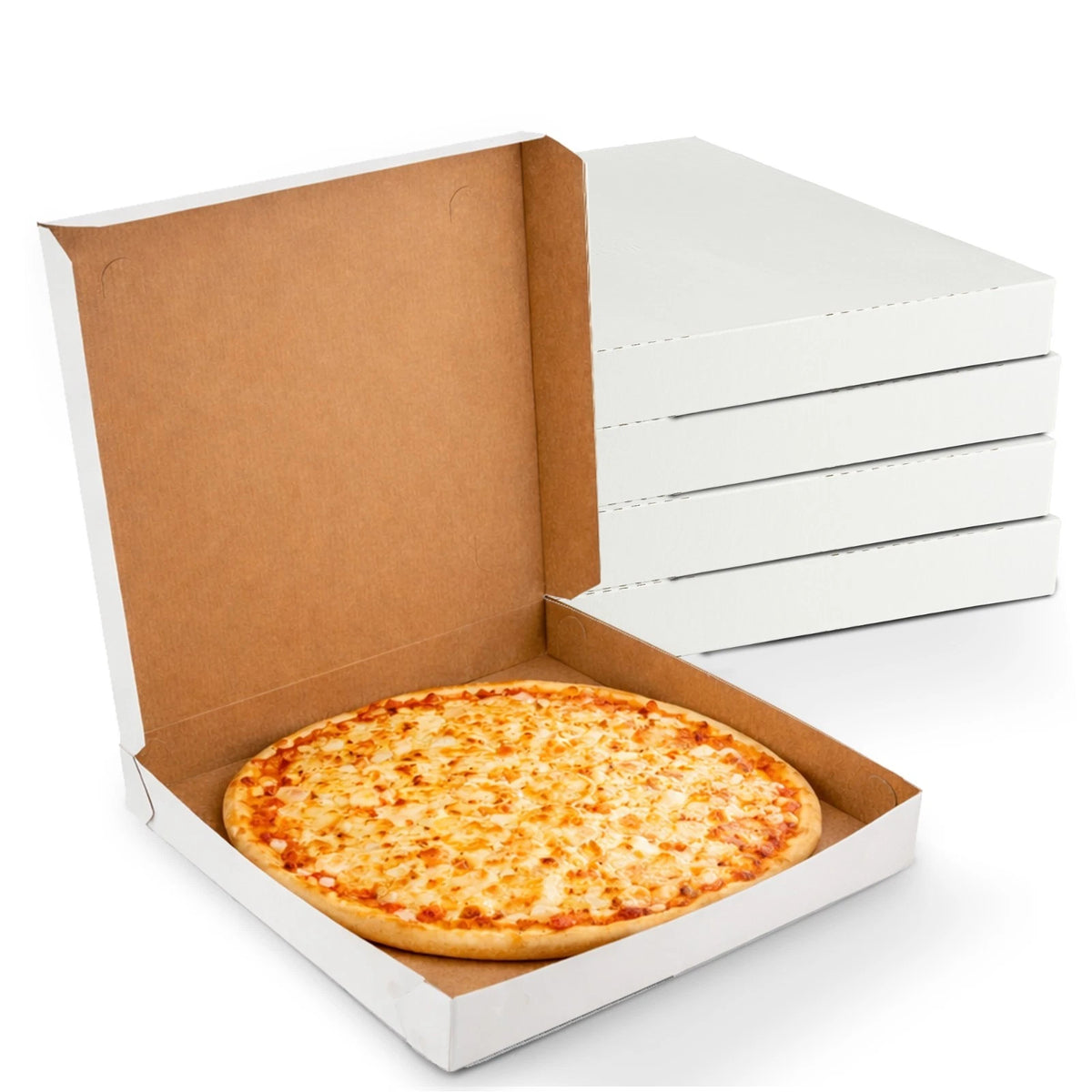 Pack of 10 Extra Thin White Paperboard Pizza Boxes 16" x 16" x 1.9"