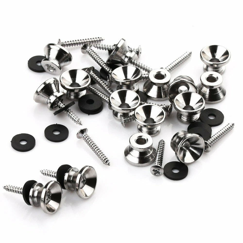 Set of 4 Chrome Metal End Pin Strap Buttons for Guitar Bass