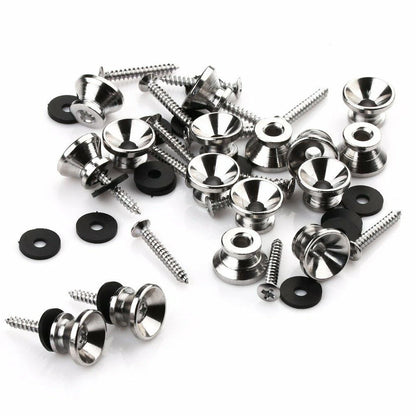 Set of 4 Chrome Metal End Pin Strap Buttons for Guitar Bass