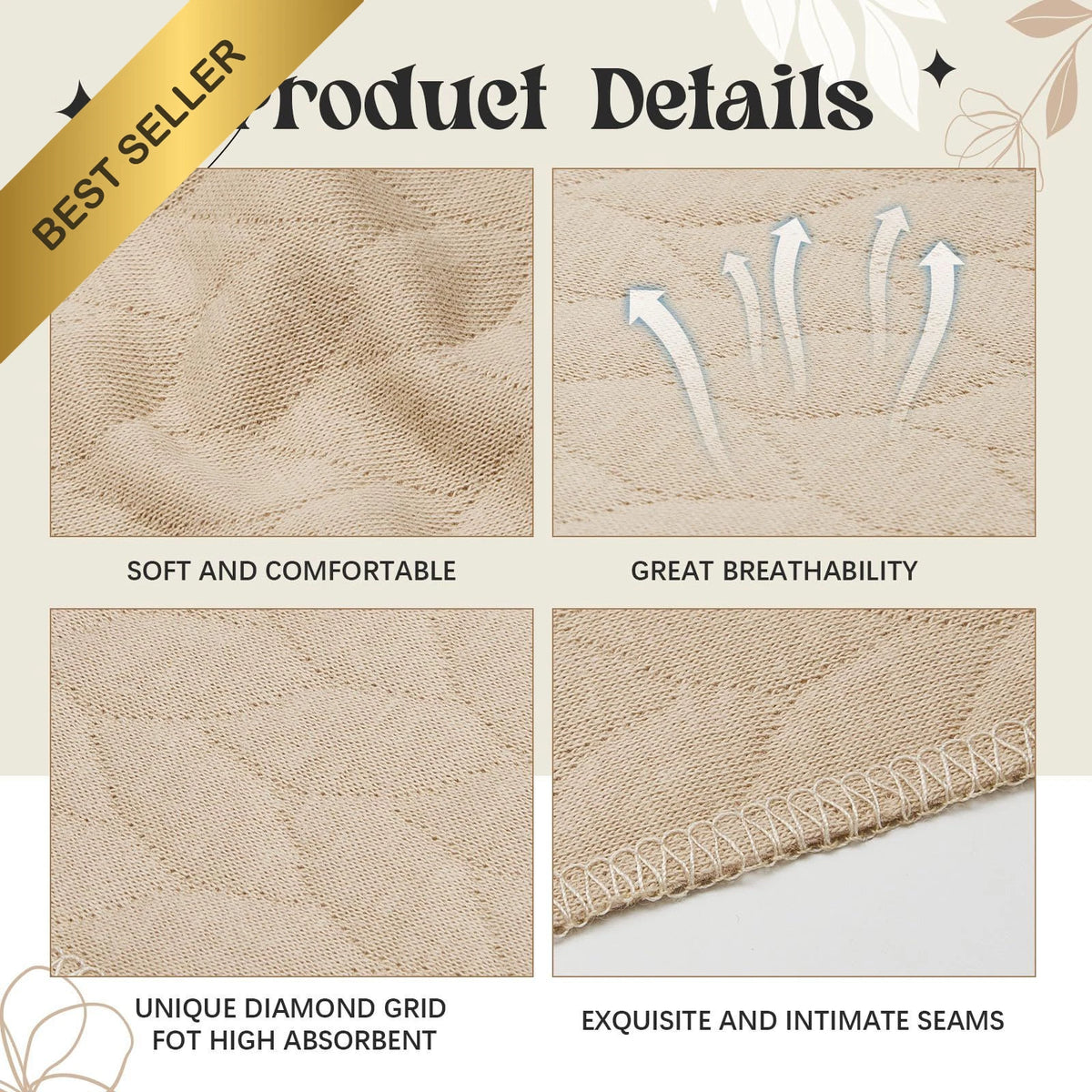 10PCS Cotton Bra Liners Sweat Pads 3-Layer Inserts for Women