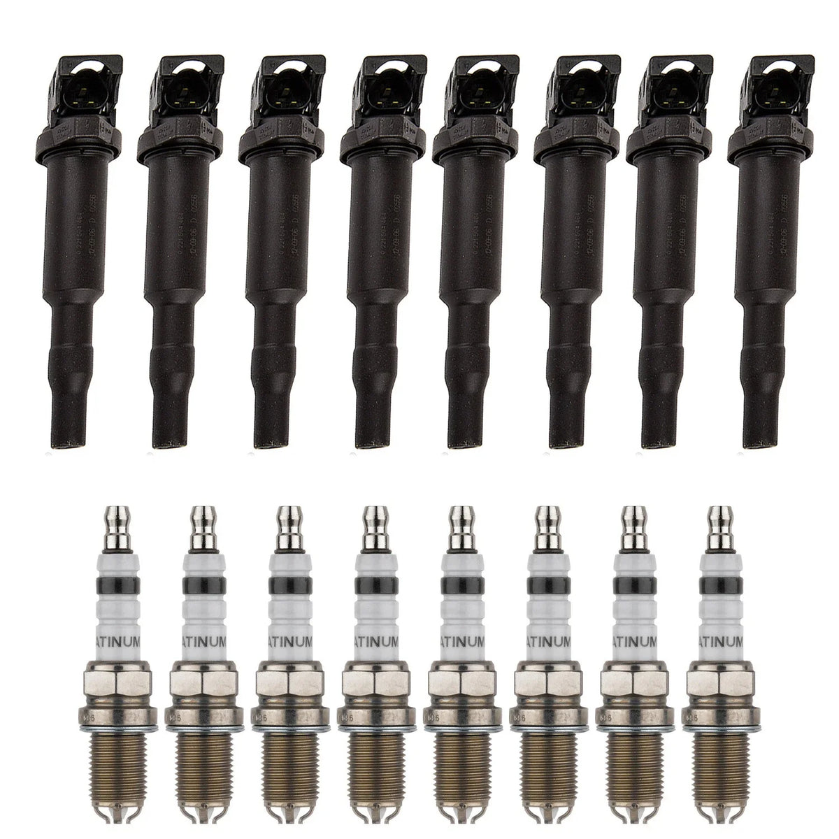 Set of 8 Ignition Coils & Platinum Spark Plugs for BMW E65 E66 745i X5 4.4 V8
