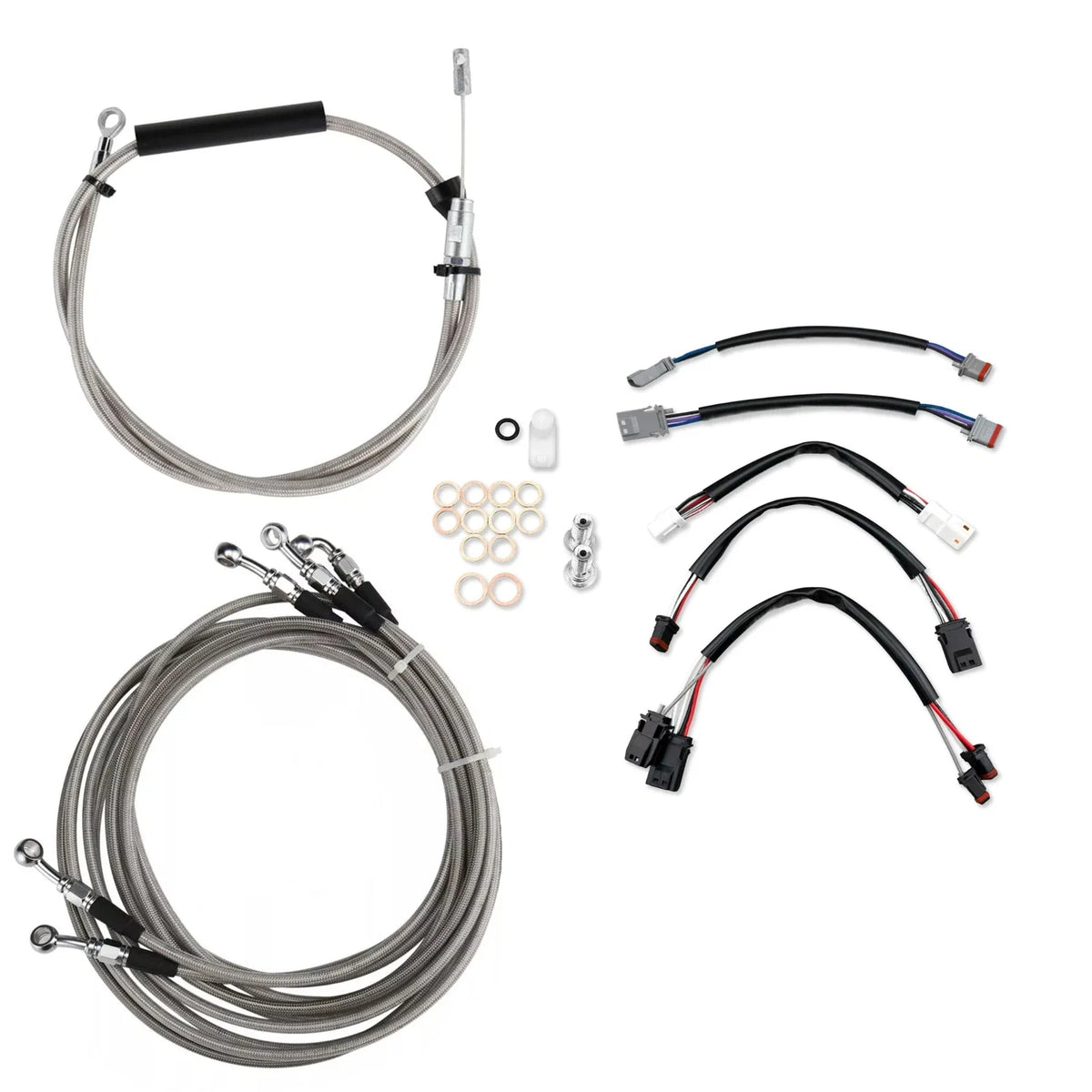 14" Chrome Brake Line for Harley Electra Glide, Street Glide, Road King (2000–2023)