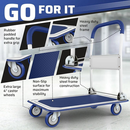 Folding Hand Truck Dolly Cart for Luggage Moving (330lbs Capacity)